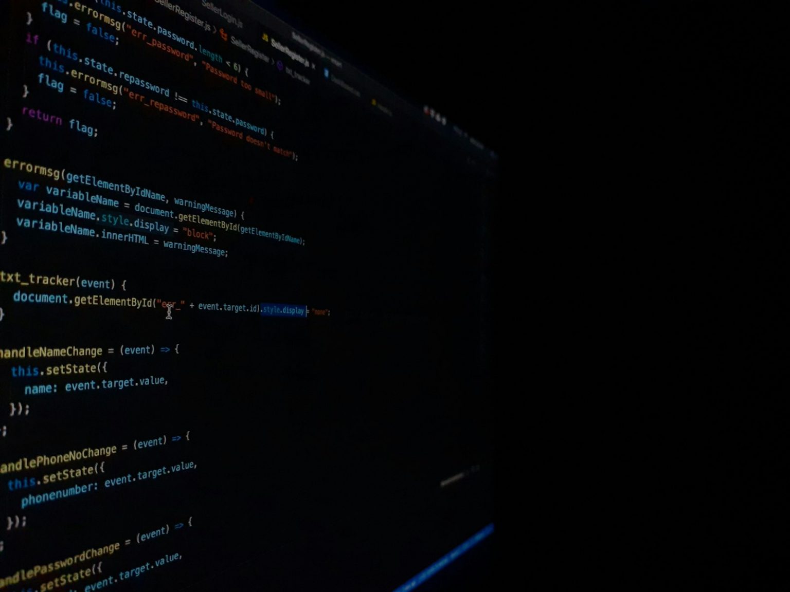Computer monitor showing structured data on a dark screen